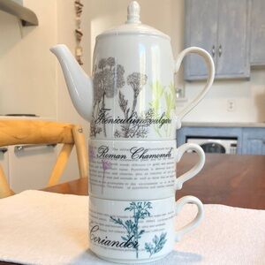 Stacking Teapot and Cups Set with Infuser TEA FOR TWO